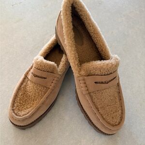 Paige Ellis Genuine Shearling Platform Penny Loafer